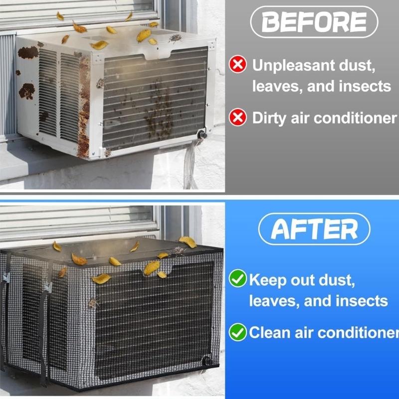 Breathable Air-Conditioning Protective Cover Weatherproof Air Conditioner Guard Bugs Rain Dirt Resistant Defender