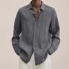 Men's 2024 Autumn V-Neck Long-Sleeve Loose Button Cotton-Linen Shirt