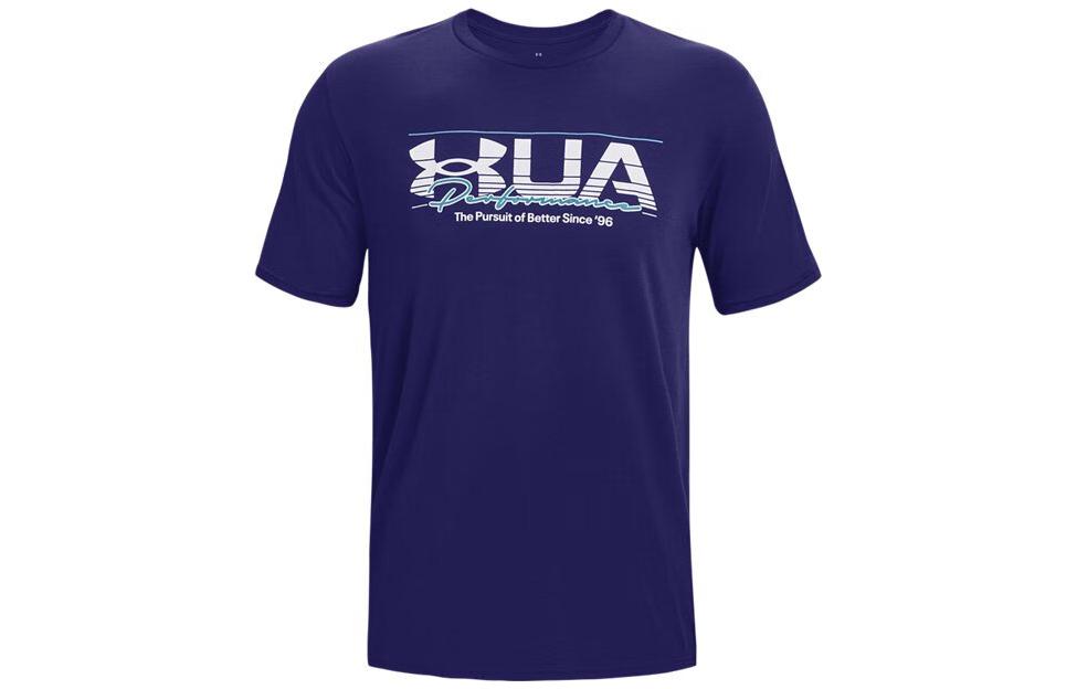 Under Armour T Shirts Men s Blue Crew Neck Moderate Straight Fit 1376845-468 S