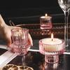 Clear Double Head Candle Holder Vertical Pattern Glass Candle Holder  Home Decoration