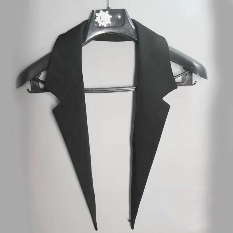 

Techwear Style Vintage Detachable Black Fake Collar Man Woman Fashion Trench Coat Blazer False Collar Neckwear чёрный