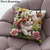 Cute Floral Kitten Decorative Throw Pillow Covers Pattern Cushion Cover Suitable For Sofa Bedroom Car Pillow Cover