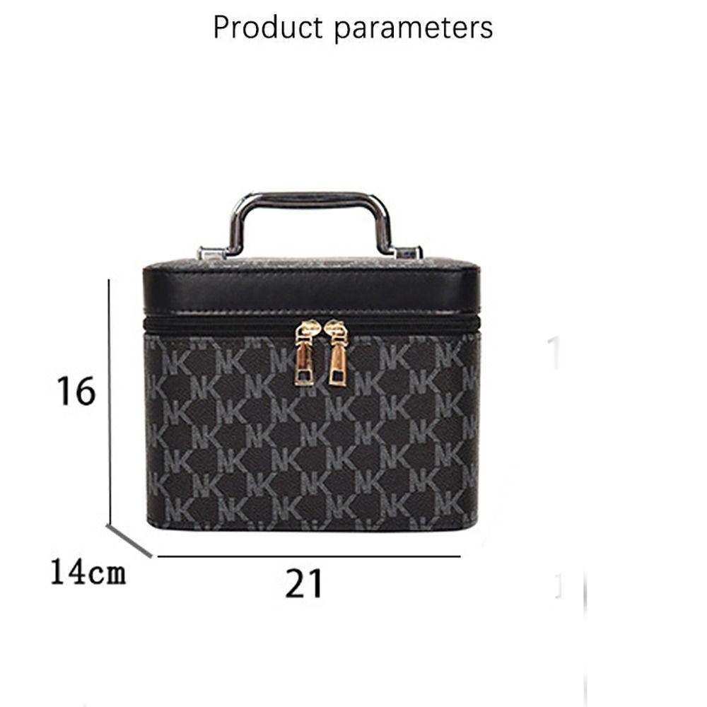 Portable Waterproof Cosmetic Case Large Capacity Hard Shell Makeup Case PU Leather Square Makeup Handbag Women