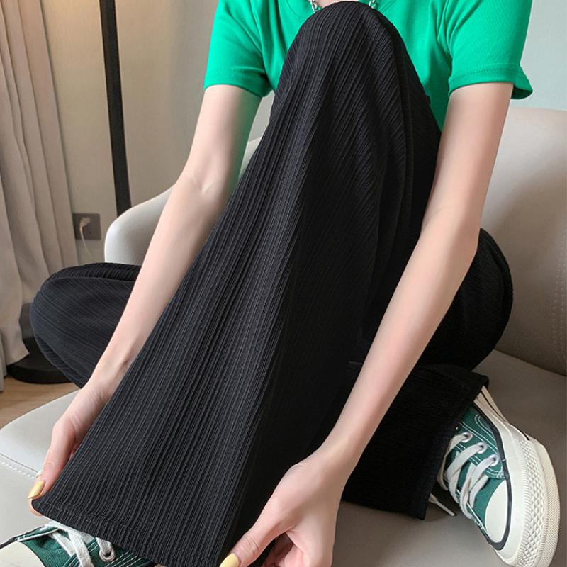 Damenhose mit weitem Bein, lockere, gerade geschnittene Freizeithose, dünne Hose