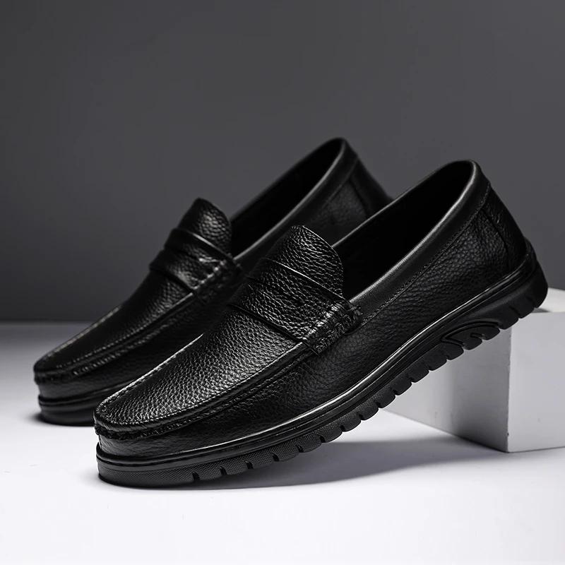 Fashion Genuine Leather Mens Casual Shoes Handmade Moccasins Men Comfortable Driving Loafers Slip on Male Footwear Comfy Business Flats