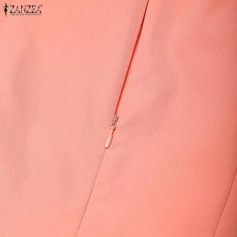 ZANZEA Women Elegant Casual Round Neck Half Sleeve Dress