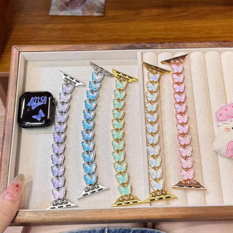 Elasticity Butterfly Diamond Band For iWatch Ultra 10 9 8 42mm 45 46mm 49mm Woman Bracelet Strap For Apple Watch 7 6 5 4 40mm 41