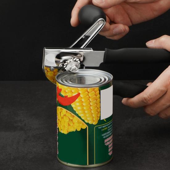 Kommersiell Burköppnare Rostfritt Stål Handhållen Burköppnare Enkel Öppning Flasköppnare Rostskyddad Tvättbar Manuell Burköppnare för Burk och Flaskor