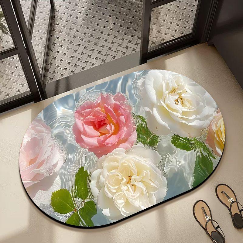 Bathroom Floor Mat Diatom Mud Household Toilet Toilet Mat Toilet Door Non-slip Absorbent Flower Foot Mat Blanket