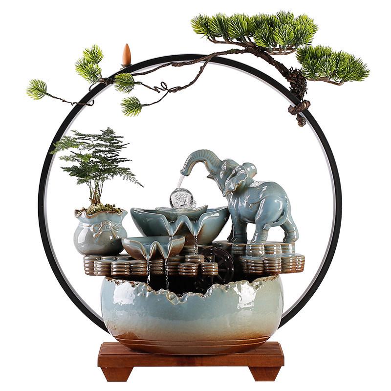 Elegant Chinese-Style Flowing Water Humidifier for Living Room and Office Decor