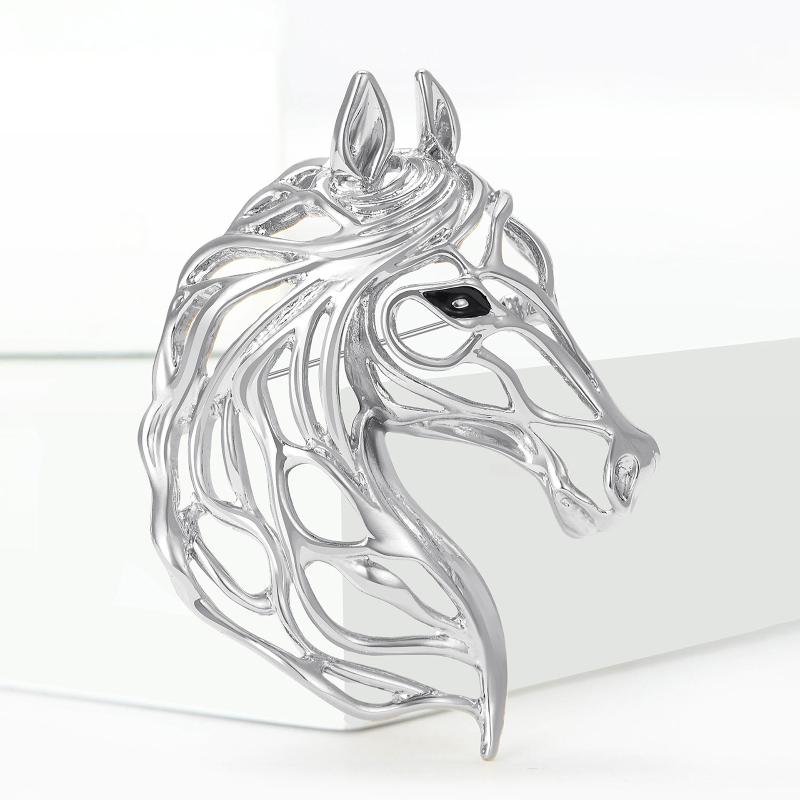 Trendy Alloy Zodiac Horse Brooches For Women Animal Pins Suit Coat Accessories Casual Party Accessories New Year Gifts