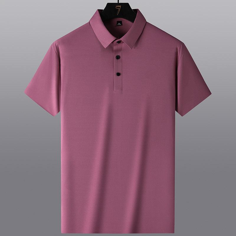 T-shirt 8XL ad asciugatura rapida Manica corta da uomo in seta ghiaccio senza cuciture Polo con risvolto Camicia casual
