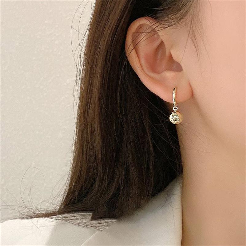 Vintage Small Smooth Ball-Shape Drop Dangle Earring for Women Creative Gold Color Pendant Earring Charming Female Ear 2026 New