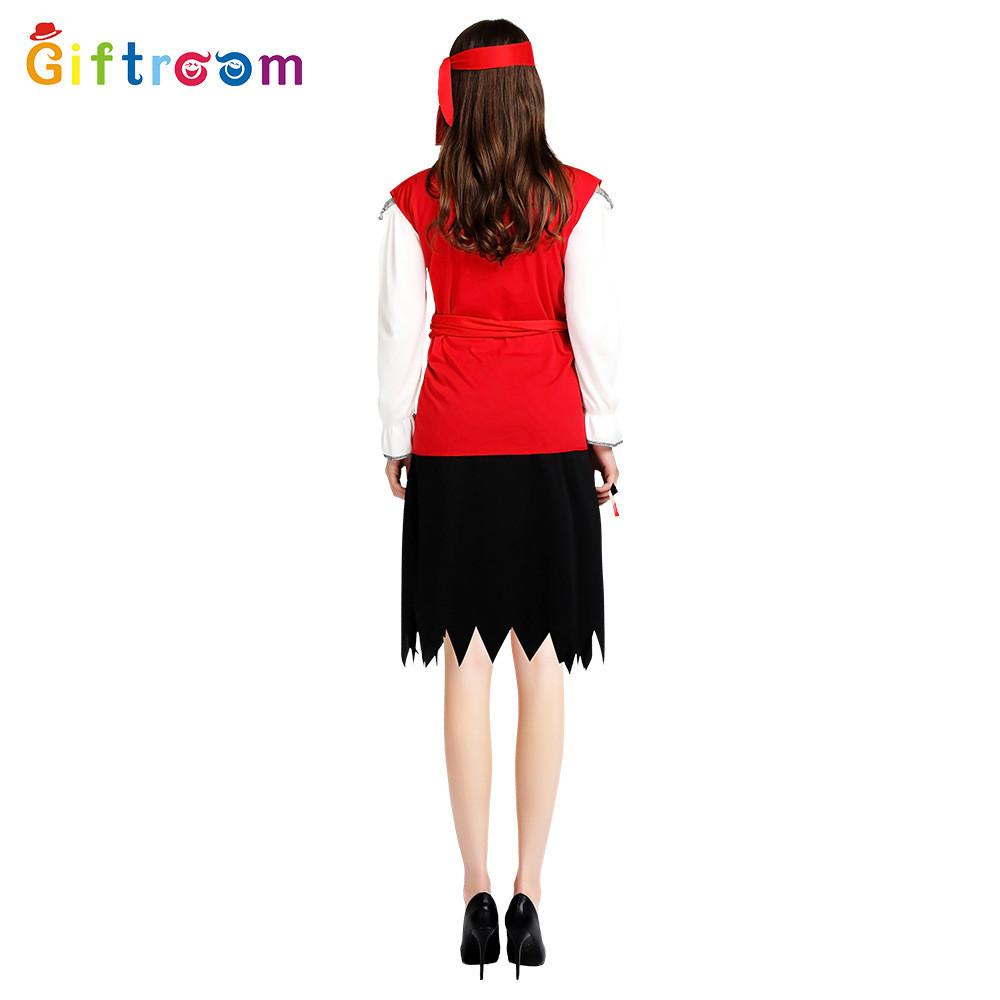 And Alluring Red Black Pirate Costume For Women Made From Premium Polyester Fabric