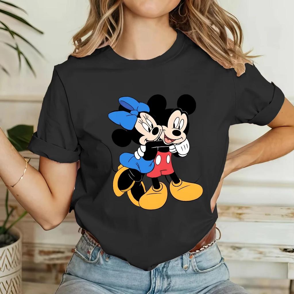 CoolTrendy Casual Mickey Minnie Print Cute Shortsleeved Tshirt Casual Fashion Elegant Top Family Party Camping