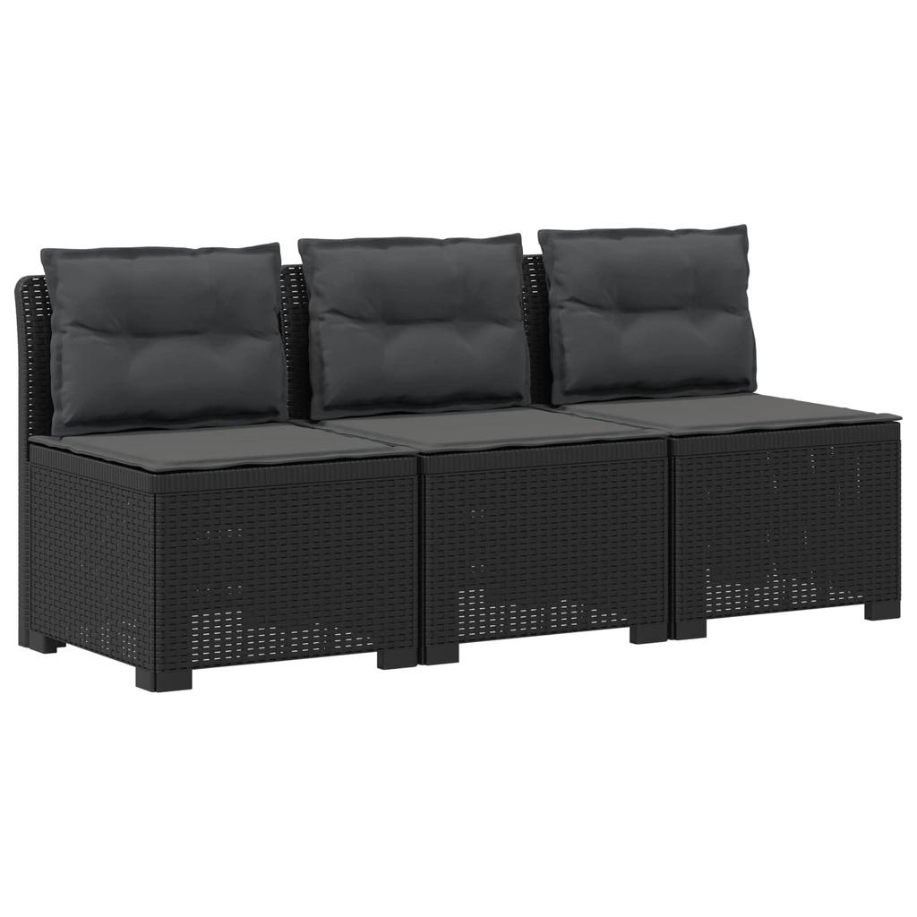 3 Seater Garden Sofa with Cushions Rattan Look PP Anthracite