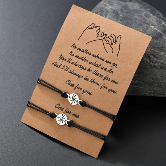 

2 шт компас форма регулируемая восковая веревка пара браслет друг подарок аксессуары