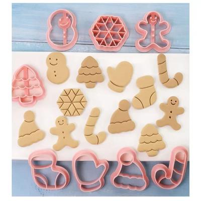 8PCS Set Cartoon Christmas Halloween Biscuit Mould Snowman Pumpkin Skull Cookie Cutting Mold Fondant Cookie Cutter Baking Tool