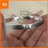 100% Solid 925 Sterling Silver Retro Bracelet for Women Men Vintage Handmade Retro Pattern Simple Bracelet Birthday Gift