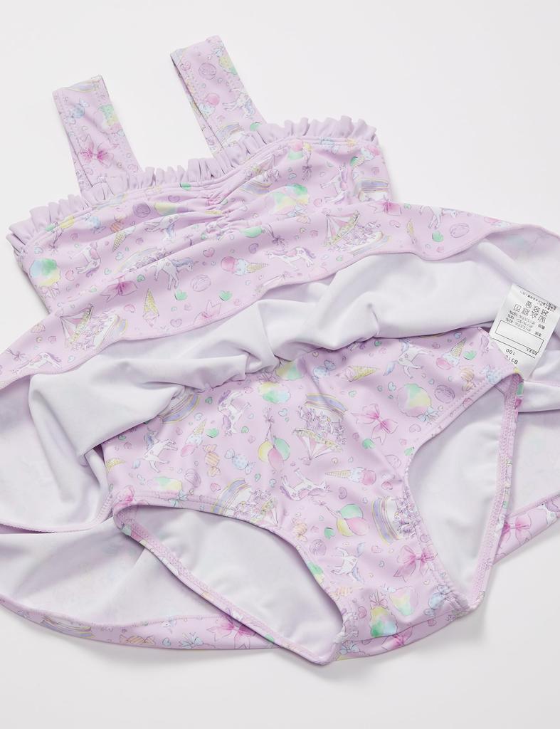 Kids Foret One-Piece Swimsuit, 23KF Unicorn Open Back Swimsuit, RA 100, Girls, Lavender