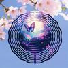 Metal Butterfly Wind Spinner 2D Kinetic Garden Decor with Colorful Flowers and Leaves for Outdoor Patio Yard Backyard Decoration