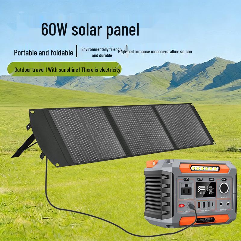 60W Foldable Solar Panel with 300W Energy Storage for Versatile Use
