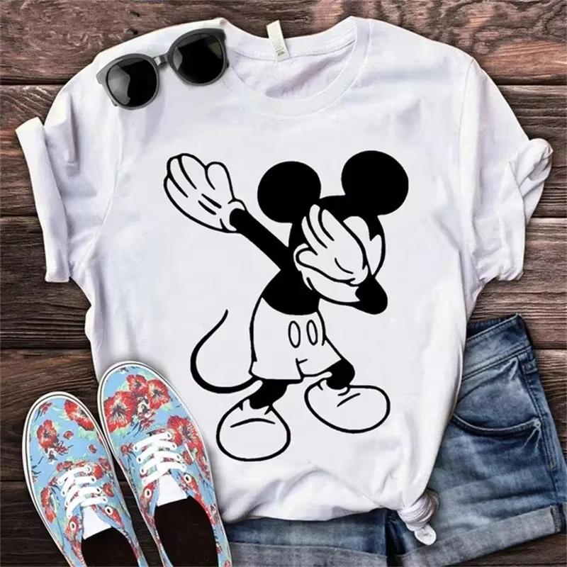 

2026 New Fashion Letter Print WoUnisex TShirt Minnie Top Casual Loose Plus Size Short Sleeve Pattern WoUnisex S