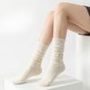 Spring and Summer Cute Bow Tie Pile-up Socks, Fashionable and Versatile Long Stockings, Lightweight and Breathable Calf Socks for Women