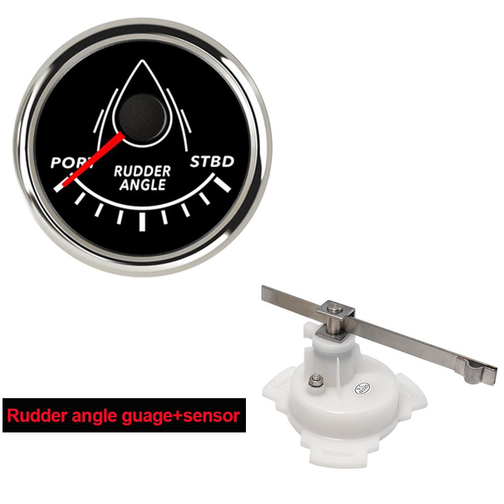 52mm Rudder Angle Indicator with Rudder Angle Sensor Red Backlight 0-190 Ohm for Marine Yacht 12V/24V