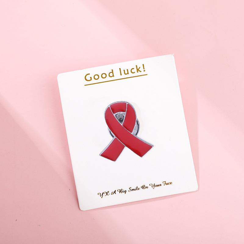 Heart-shaped Red Ribbon Logo AIDS Badge Brooch for Women Brooches Pin Badges Alloy Backpack Icons Girls Jewelry Gift