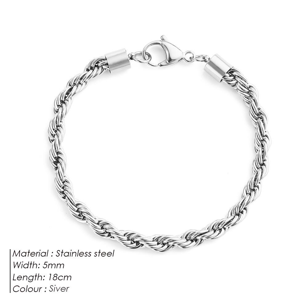 Gold-Plated Twisted Chain Bracelet: Stainless Steel Hip-Hop Punk Jewelry for Women