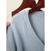 Waffle Texture V Neck Autumn Long Sleeves Cardigan Soft Glutinous Two Wool Core-Spun Yarn Normcore Pure Color Knitting Outwear