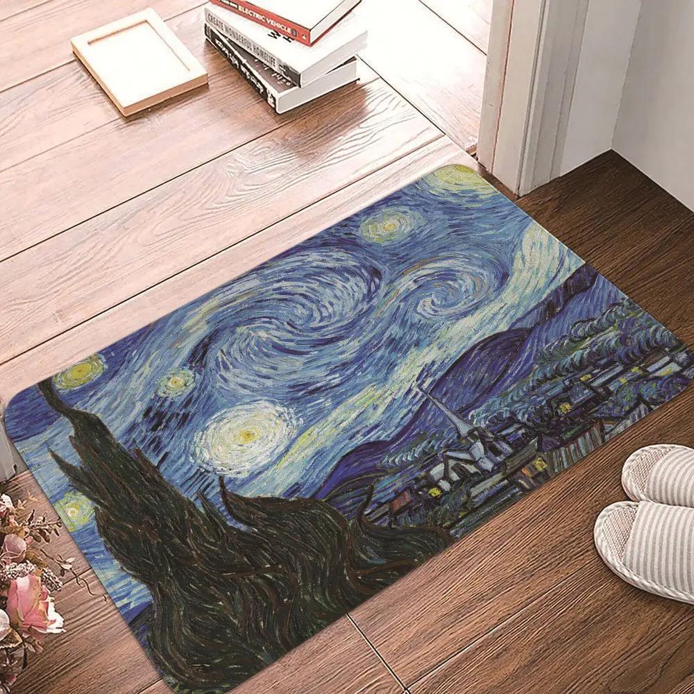 Vincent Van Gogh Starry Night Carpet Art Abstract Rugs Forest Night View Soft Floor Mat for Home Living Room Bedroom Dorm Decor