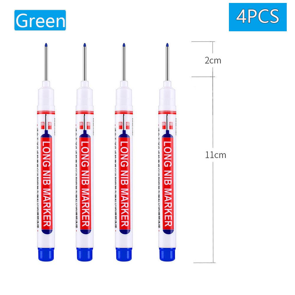 1/2/4/6/8Pcs Long Head Markers Pen Bathroom Woodworking Decoration Multi-purpose Deep Hole Marker Pens Red/Black/Blue/Green Ink