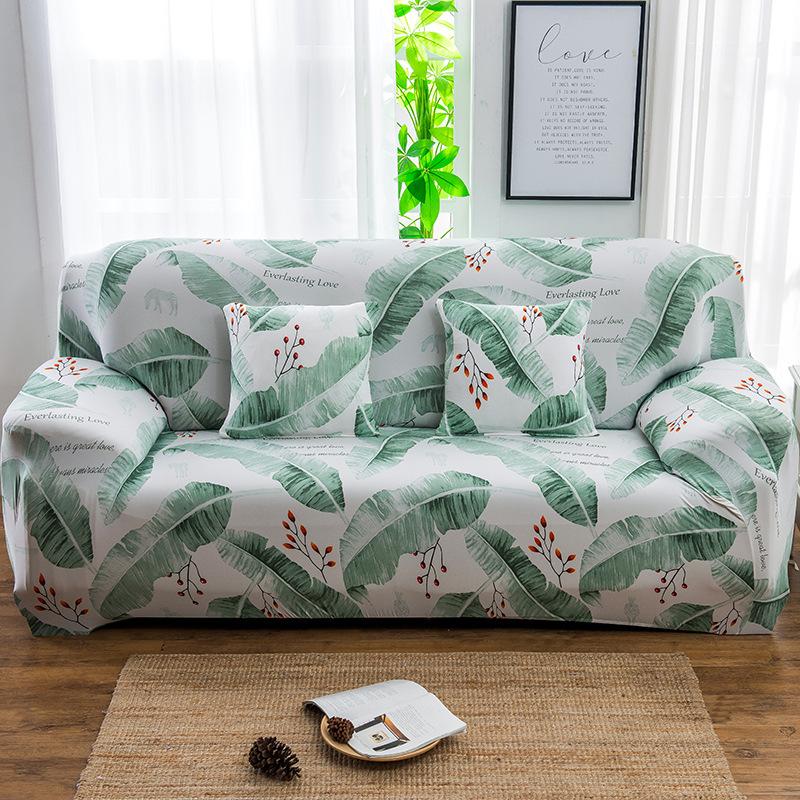 Stretch Milk Silk Printed Plants And Flowers Sofa Cover Stain Resistant Slipcover Breathable All-Season Full Wrap Slipcovers