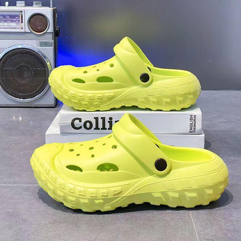 Women's Summer Baotou Half Slippers 2024: Trendy Thick-Soled, Non-Slip, Comfortable Hole Shoes