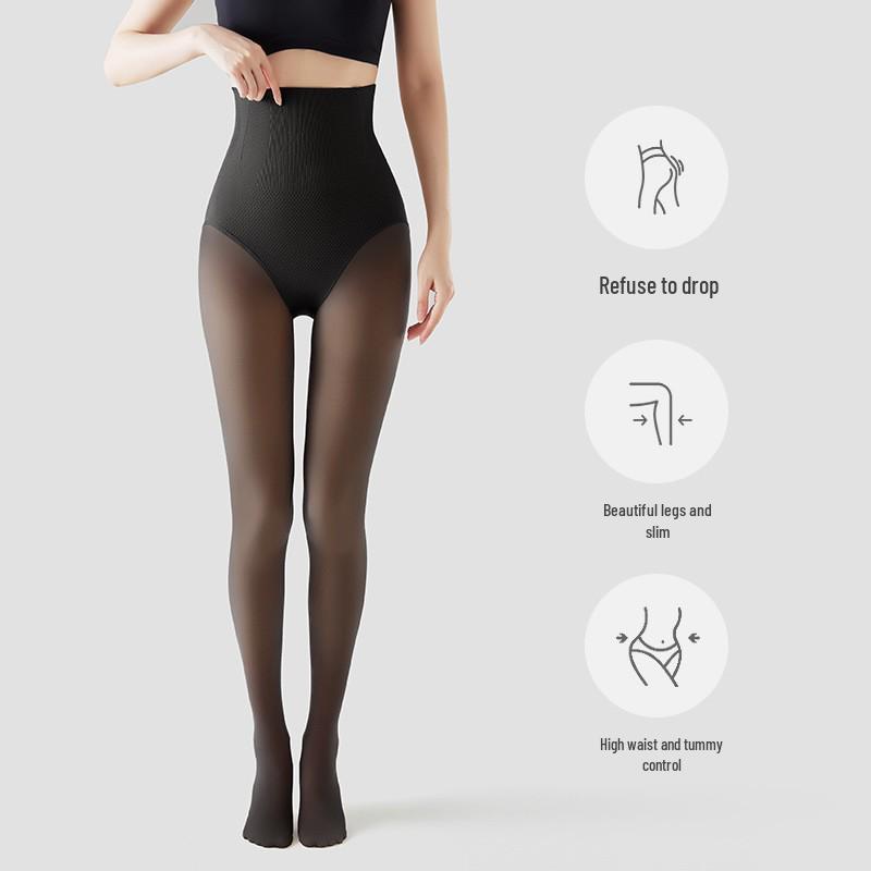 High Waist Slimming Nude-Look Fleece Leggings for Tall Women – Spring/Autumn