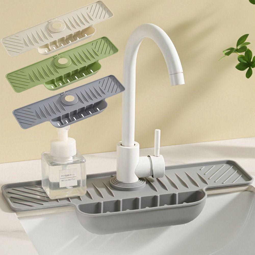 Quick Dry Silicone Water-draining Mat Non Slip Water Drip Catcher Faucet Splash Pad Bathroom Use
