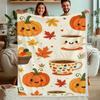 Cute Pumpkin Hot Cocoa Fall Throw Blanket Guest Suite Porch Warm Blanket Sunroom Nook Living Room Lounge Bedroom Den Gifts