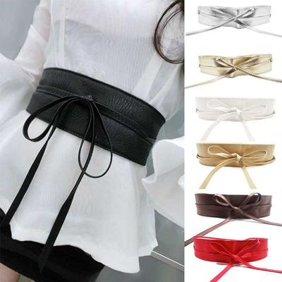 For Female Elegant Bow Belt Ladies  Girls Belt Wide Self Tie Wrap Around Waist Band Dress Belt