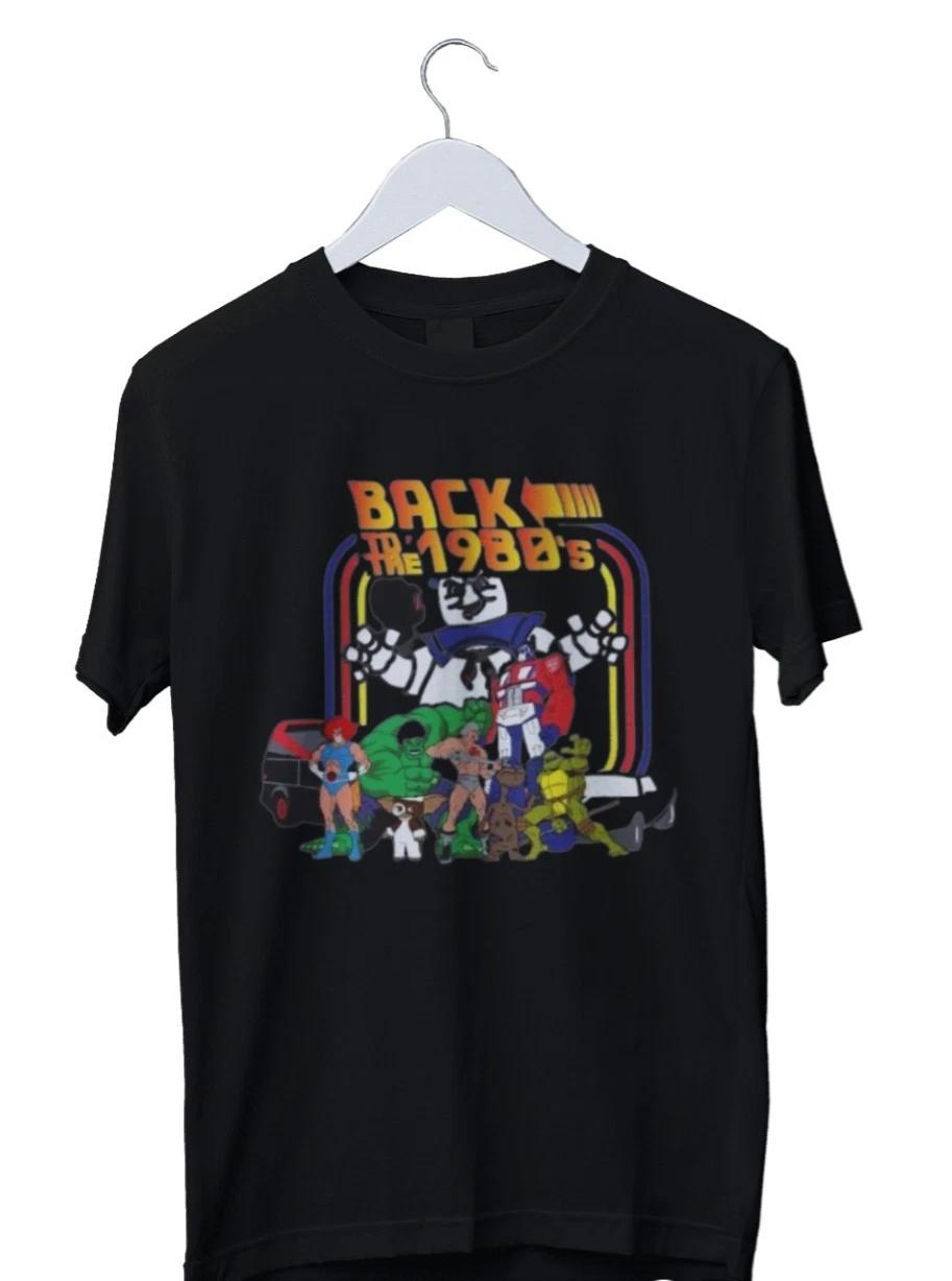Unisex Adult Retro Back to the 80 s Retro t-shirt Superheroes carto... S
