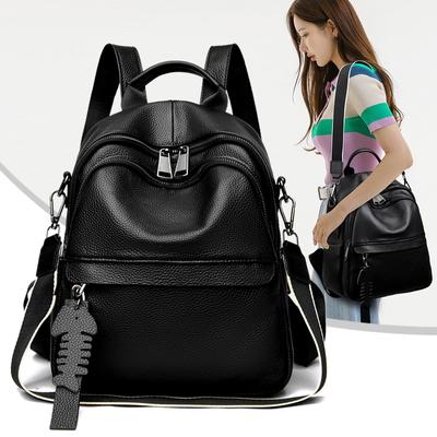 Women's Genuine Cowhide Leather Backpack  Travel Backpack  High Quality Girls Shoulder Bag
