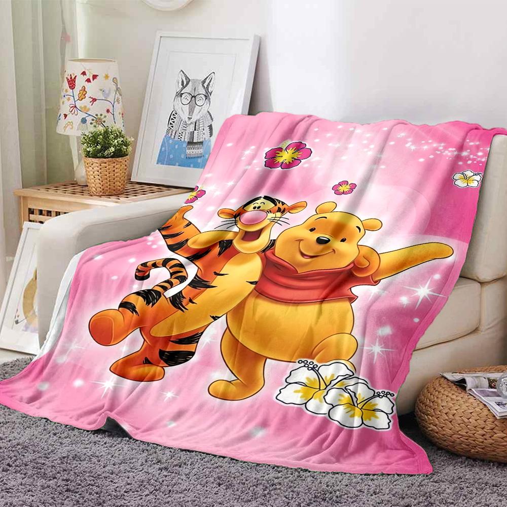 Piglet Tigger Pink Flannel Blanket Super Soft Warm Cozy Blanket For Sofa Bed Office Travel Allseason Home Decor Gift