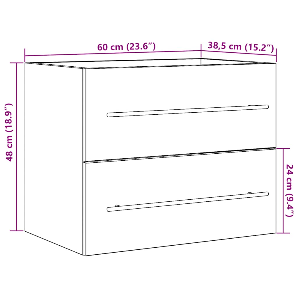 Artisan Oak Bathroom Vanity Cabinet 60 X 38.5 X 48 Cm