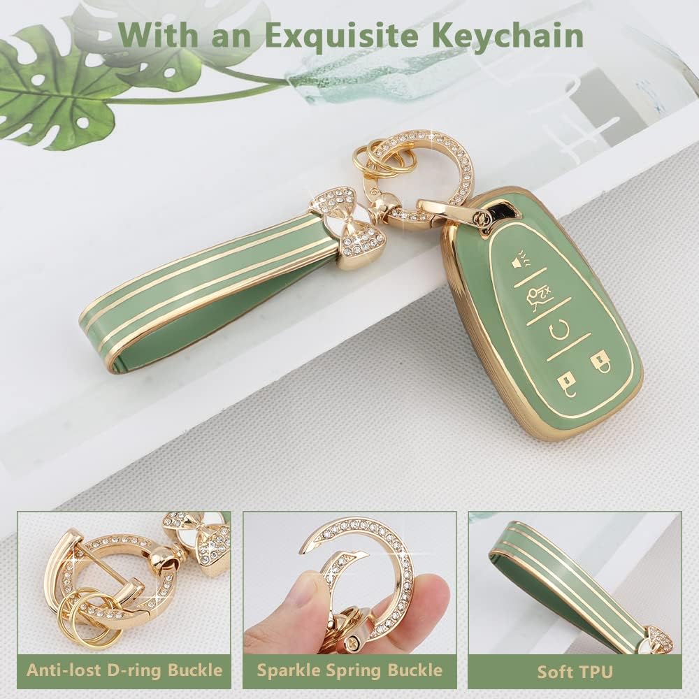 PIFOOG Key Fob Cover For Chevy 5 Buttons Keys Shell Case TPU Bling Car Keychain Protector Accessories For Equinox Malibu Blazer Camaro Spark Traverse