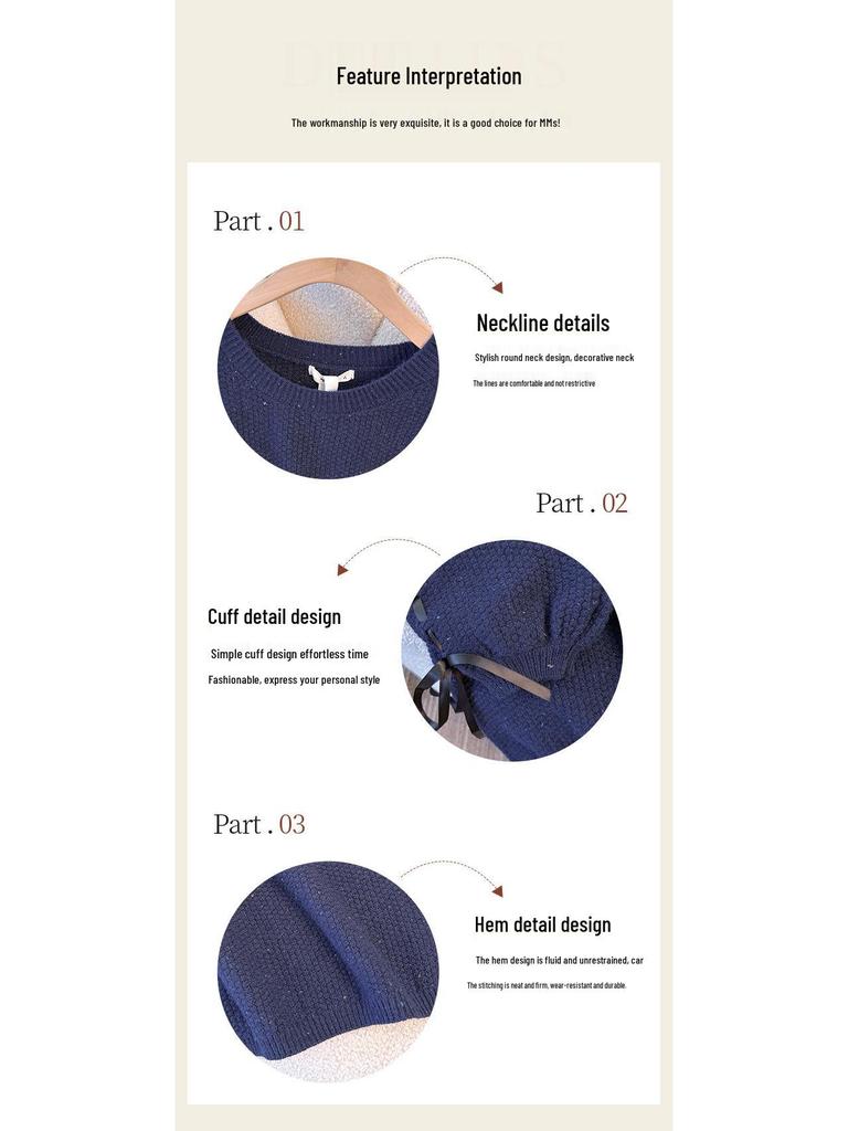 Plus Size Women's Winter Sweater - Loose Knit Wool Top with Stylish Design (130-350 Jin)