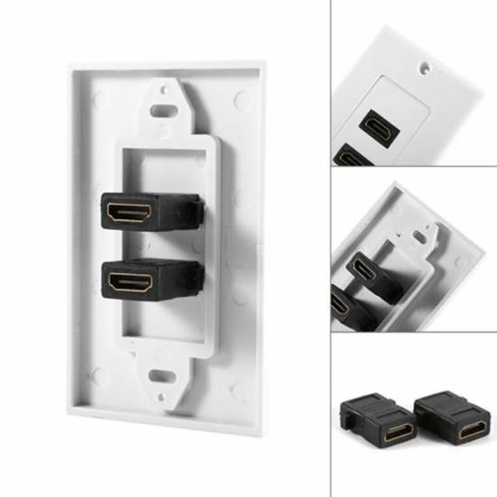 DOONJIEY Dual Port Clarity 1080P HDMI-compatible Full High Wall Plate Faceplate Socket Connector