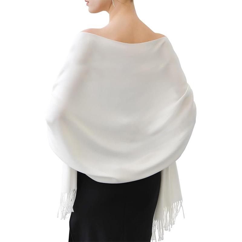 European-American Thickened Warm Winter Scarf: Long, Wide, Imitation Cashmere Shawl In Solid Colors