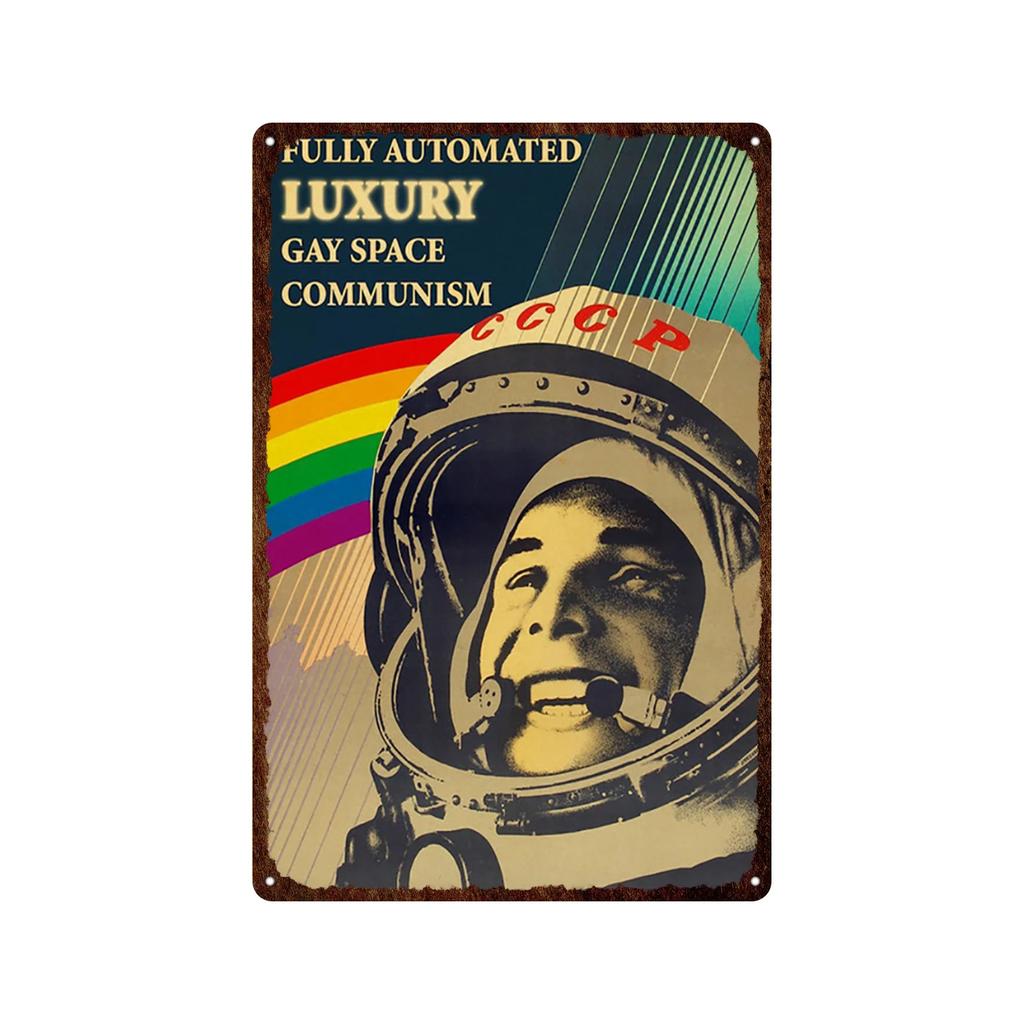 Soviet Union Russia Space Race Poster Vintage Metal Tin Sign Decor BarGarage Cafe Decorative Wall Plates Plaques USSR Retro S