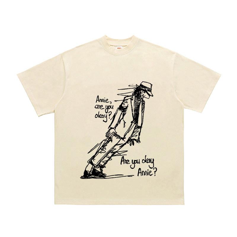 Retro-Print Kurzarm Michael Jackson Herren Damen Sommer T-Shirt Kind Junge Mädchen Oberteil Erwachsene Kinder Eltern-Kind Baumwoll-T-Shirt